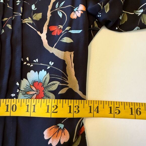 Nanette Lepore Blk Floral Print Pin Tucked Long Slv Dress Sz 4 Career, Occassion - Picture 10 of 14